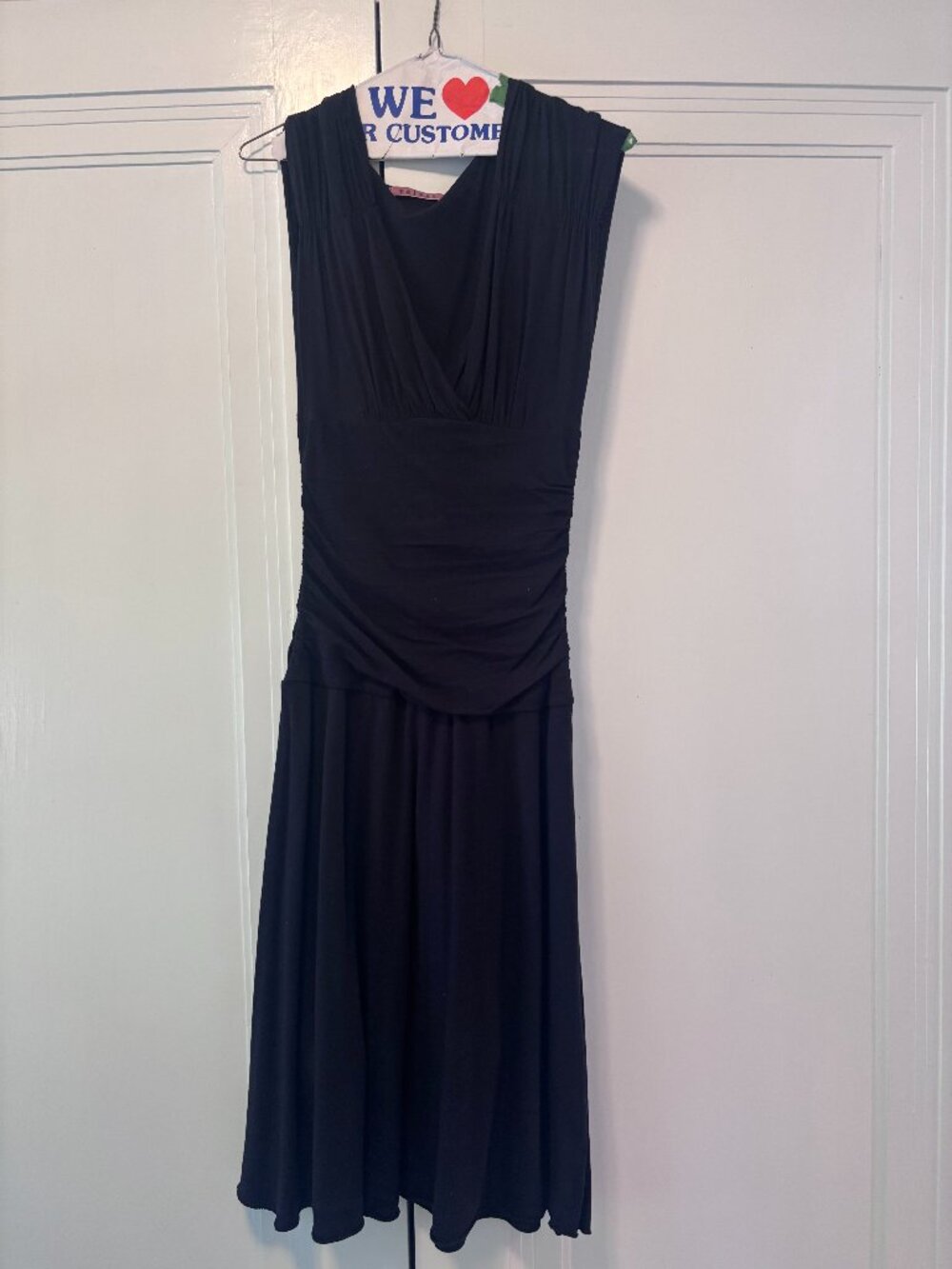 Velvet black fitted midi dress